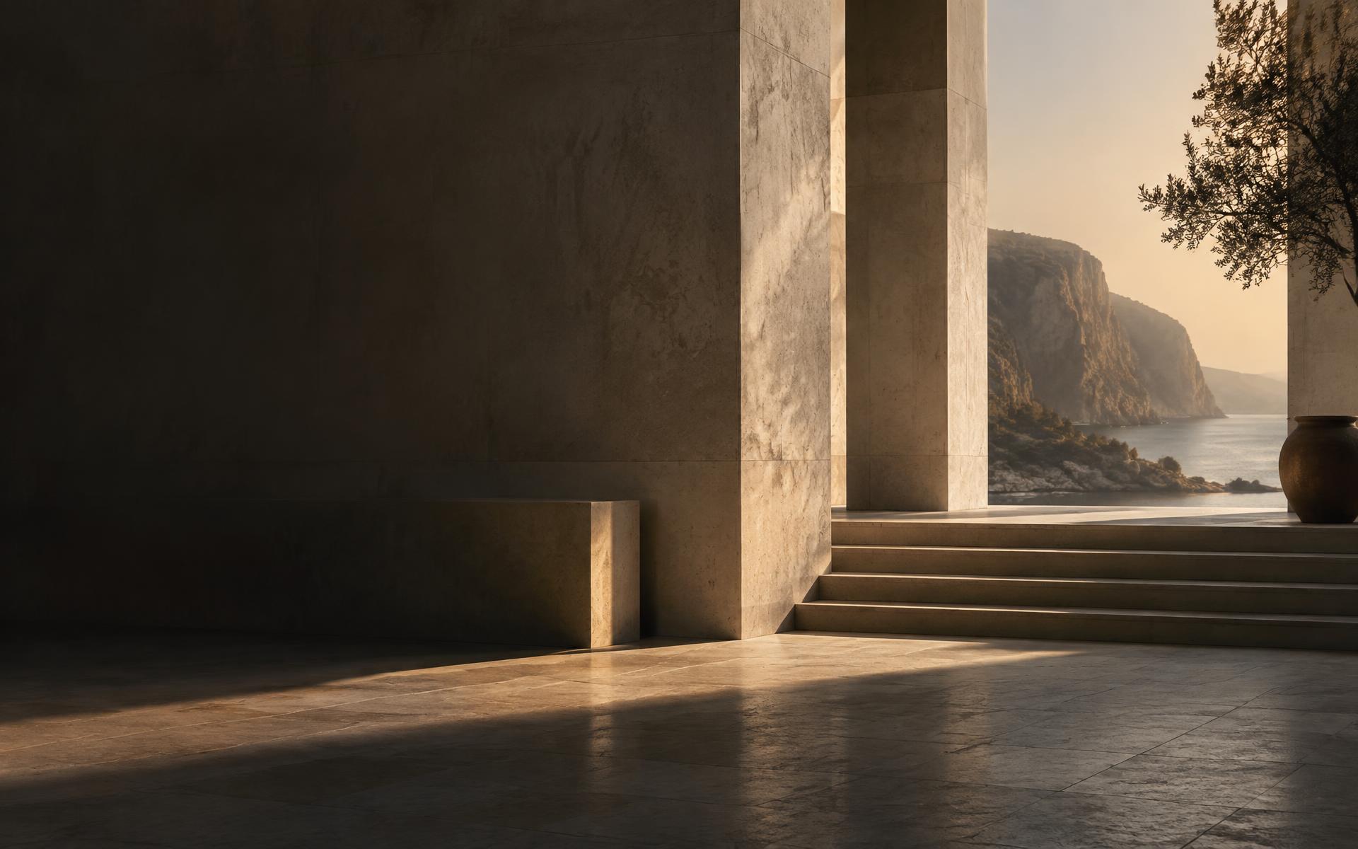 Warm architectural light and shadow